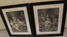 German signed 19th century PAIR of fine watercolor genre paintings