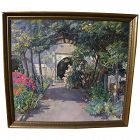 JOSE SANZ Y ARIZMENDI (1885-1929) impressionist 1928 painting of Swiss garden by well listed Spanish artist