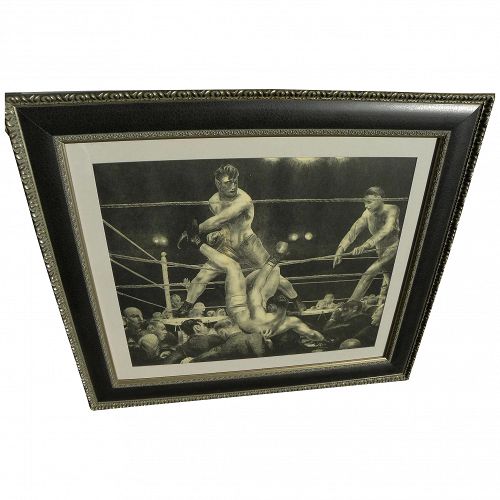 GEORGE BELLOWS (1882-1925) famous boxing subject lithograph print "Dempsey and Firpo" by highly important American artist