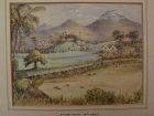 Topographical art original 19th century landscape watercolor "British India"