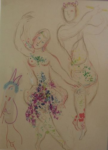 MARC CHAGALL (1887-1985) original lithograph print "Le Ballet:  Daphnis et Chloe", 1969