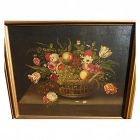 antique mid 19th century French still life painting