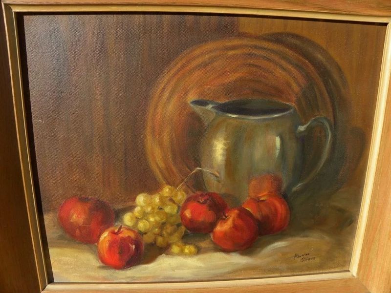 Fruit still life painting by California mid century artist