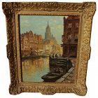 KEES TERLOUW (1890-1948) impressionist painting of Amsterdam by listed Dutch artist‏