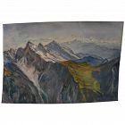 HELMUTH SCHOTT 1924 signed Austrian watercolor painting of alpine landscape