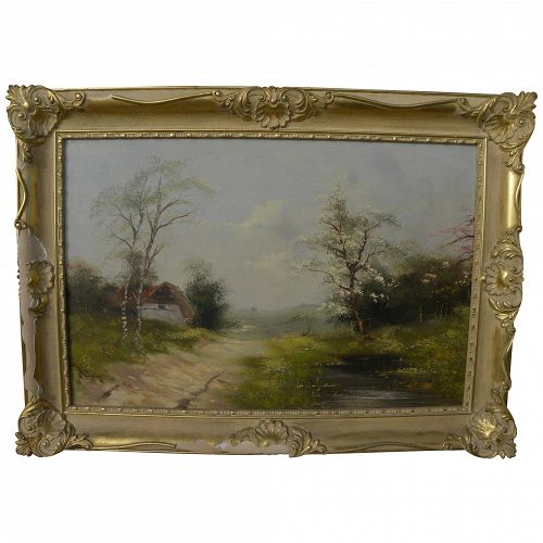 Scandinavian signed mid-century gentle impressionist landscape painting