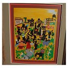 African-American art signed modernist 1992 painting of Harlem New York themes