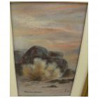 Nevada art small signed pastel drawing of sage on the Black Rock Desert