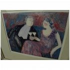 BARBARA A. WOOD (20th century California) contemporary pencil signed print of a couple at cocktail time