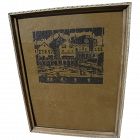 Circa 1940's woodcut print "Noel" possibly Maine coastal village view