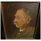 Czech early 20th century portrait painting of a man signed with monogram