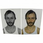 Pair unsigned contemporary portraits of the same man
