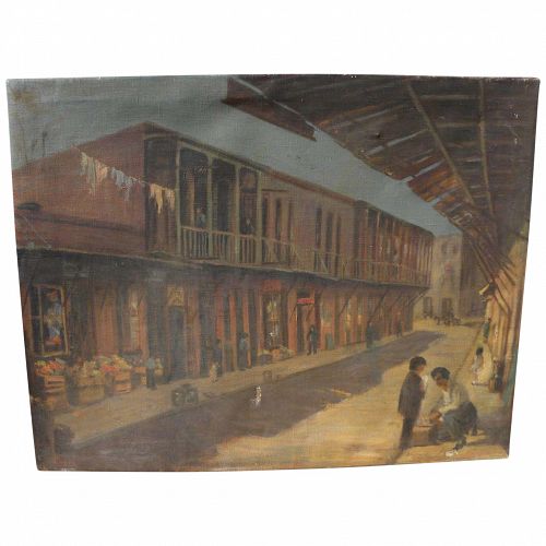 BERTHA TOWNSEND COLER (1865-1948) historically significant Chinatown painting by listed California woman artist