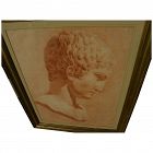 Old Master antique academic red chalk drawing of a classical male bust