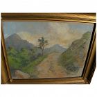 MAXIM SEIBOLD circa 1920 pastel drawing of mountain landscape by Swiss-born artist