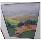 Italian Tuscany hill country San Gimignano original pastel drawing by contemporary artist