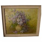 Impressionist signed 1924 oil still life floral painting