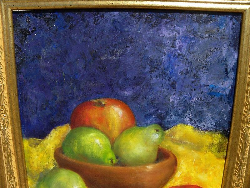 Impressionist signed contemporary still life painting of fruit