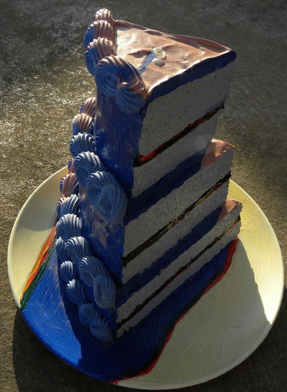 Colette Peters ceramic birthday cake style of Wayne Thiebaud