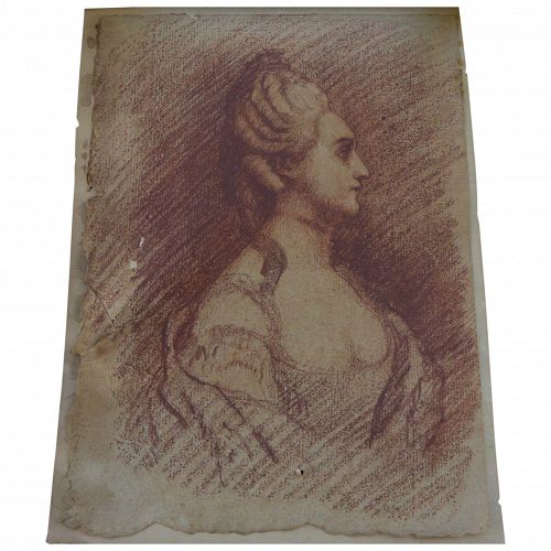 European old master 18th century drawing of noblewoman or royalty
