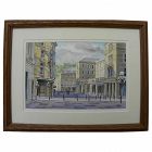 Contemporary signed English watercolor painting of downtown Bath, England
