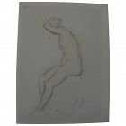 Signed charcoal drawing of female nude