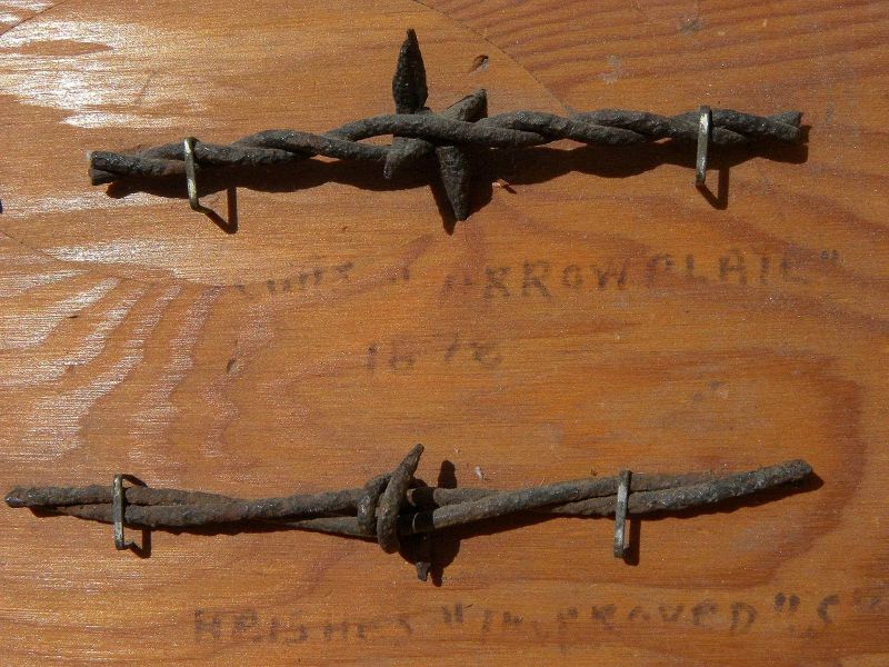Western American artifacts mounted barbed wire samples dating from 1870's