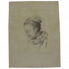 Old Master pencil drawing of a young woman