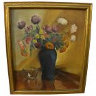Vintage American impressionist floral still life painting signed