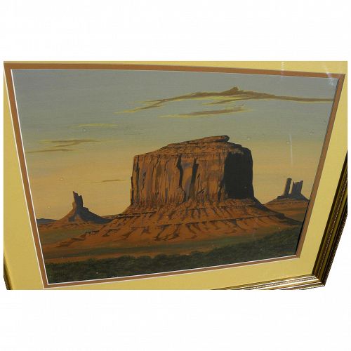 ARTHUR C. BEGAY SR. (1932-2010) original gouache Monument Valley landscape by noted Navajo artist
