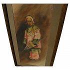 Early California watercolor painting young Chinese girl style of Esther Anna Hunt