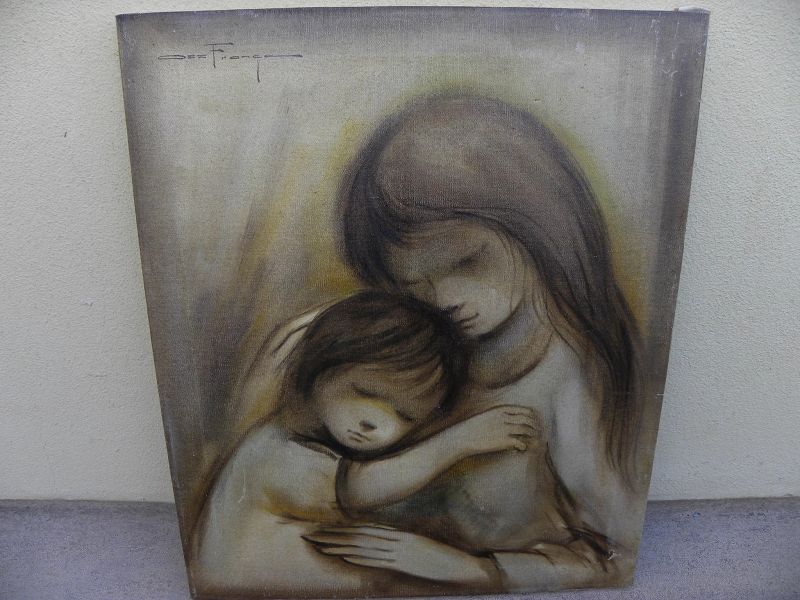 OZZ FRANCA (1928-1991) painting of two children by acclaimed California artist