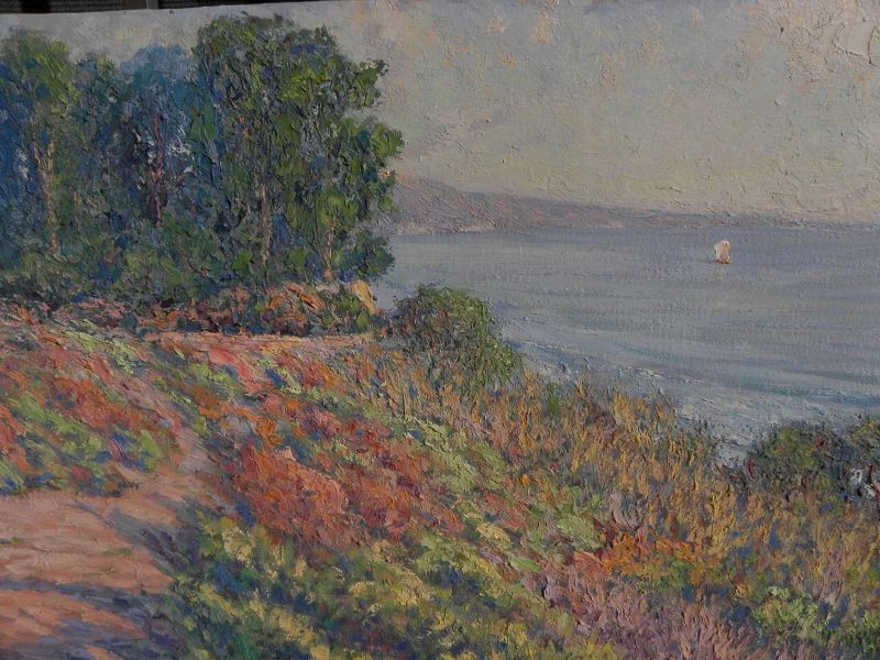 GARY RAY (1952-) impressionist plein air coastal landscape painting by well known contemporary California artist