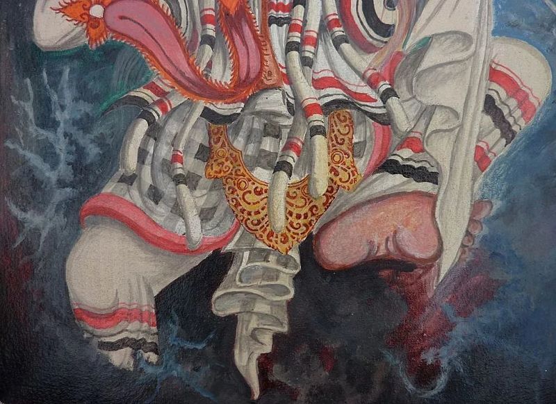 Indonesian or Chinese art contemporary painting of traditional dancer