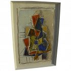 Cubist abstract watercolor unsigned drawing