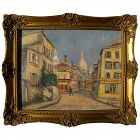 Paris Montmartre signed mid century painting in style of Utrillo