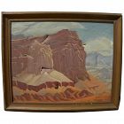 RALPH HOLMES (1876-1963) impressionist painting of Southwest arid landscape Capitol Reef NP Utah