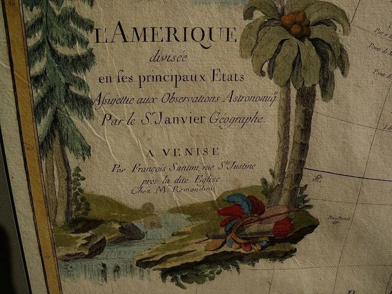 Large nicely framed 1784 antique map &quot;L'Amerique divisee en Ses principaux Etats&quot;