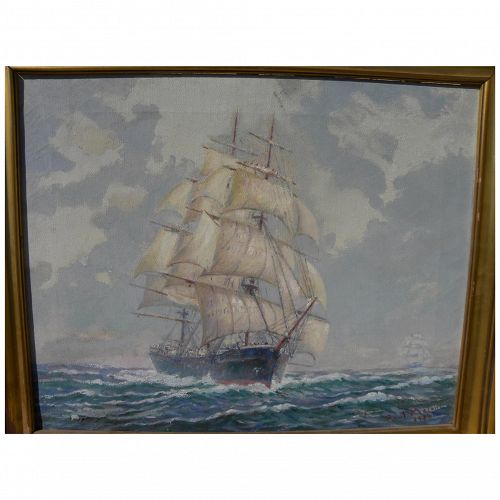 American clipper ship 1936 painting signed PAUL MASON