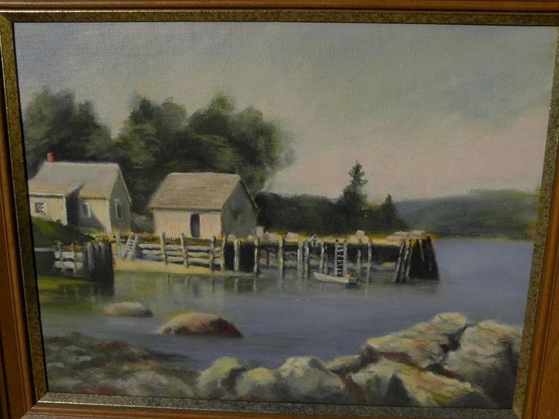 Impressionist American painting of Lobster Cove (New England) signed James Carson