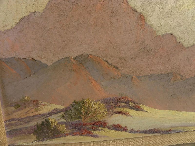 California plein air art desert signed oil painting in style of John Hilton