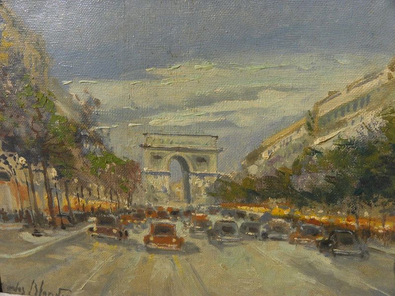 CHARLES BLONDIN (1913-1991) Paris impressionist painting of Arc de Triomphe and Champs Elysees