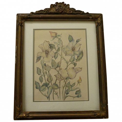 Floral still life drawing signed with initials dated 1944