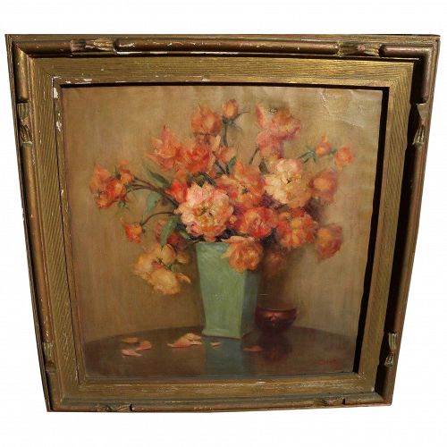 BERTHA TOWNSEND COLER (1865-1948) floral still life oil painting by listed California woman artist