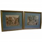 AMEDEE PREVOST (20th century French) **pair** watercolor paintings of Paris Montmartre scenes