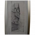 JOHN TAYLOR ARMS (1887-1953) pencil signed and inscribed 1924 etching of old building in Tours, France