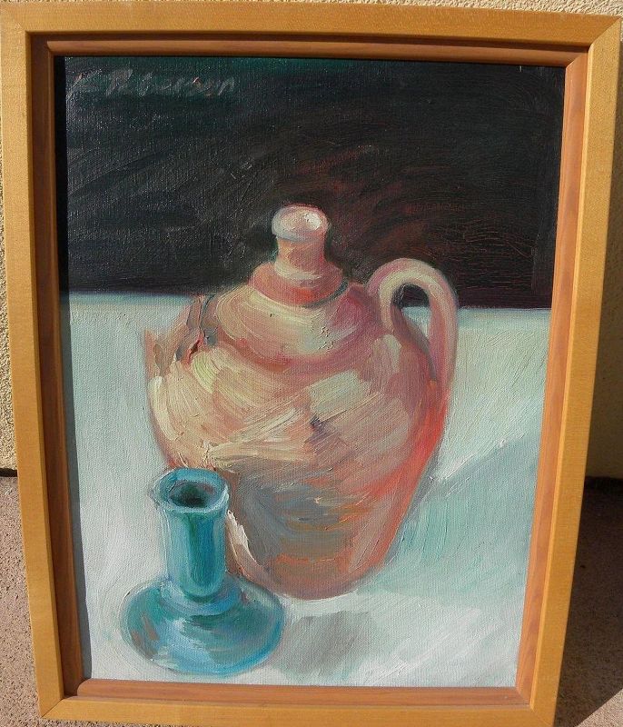 Contemporary impressionist American still life painting signed K Petersen