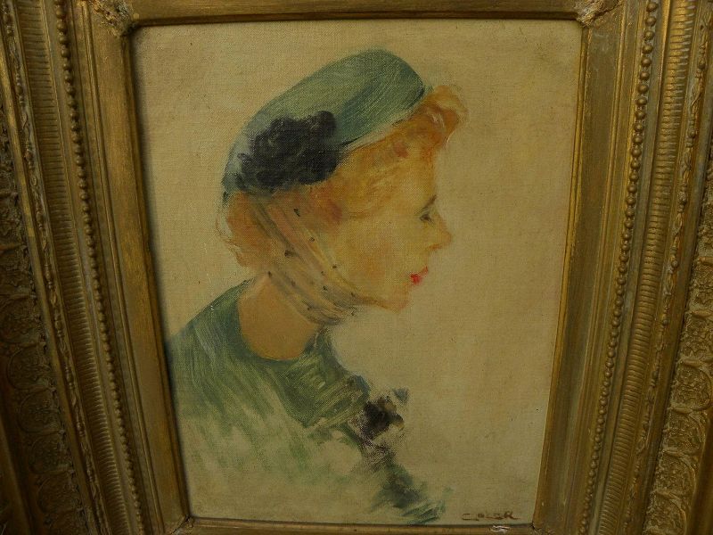 BERTHA TOWNSEND COLER (1865-1948) portrait painting by listed California woman artist
