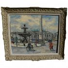 Paris 1950's vintage impressionist oil painting of Place de la Concorde
