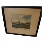 English circa 1780's hand colored print "View of Hackney in Middlesex"